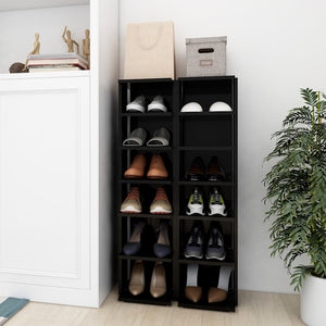 Schuhschrank Set, Hochglanz Schwarz, 2er