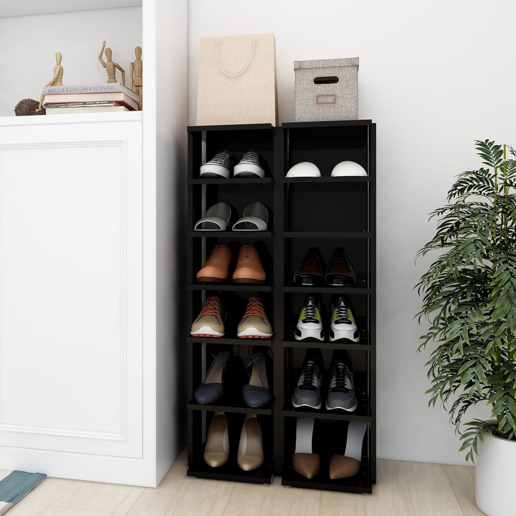 Schuhschrank Set, Hochglanz Schwarz, 2er