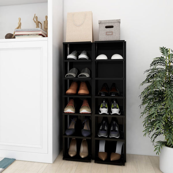 Schuhschrank Set, Hochglanz Schwarz, 2er