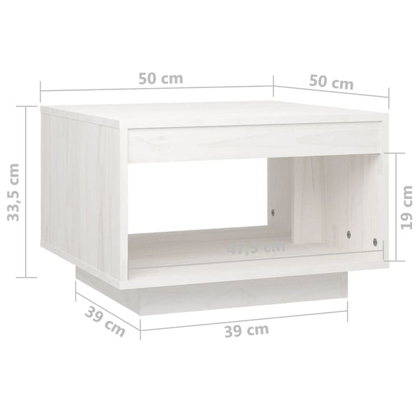 Weißer Couchtisch Kiefer Massivholz 50x50 cm