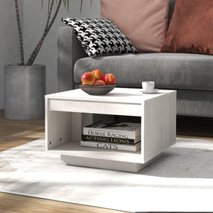 Weißer Couchtisch Kiefer Massivholz 50x50 cm