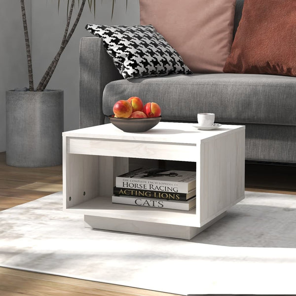 Weißer Couchtisch Kiefer Massivholz 50x50 cm