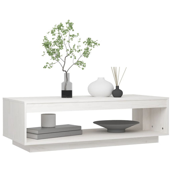 Weißer Couchtisch Kiefer Massivholz 110cm