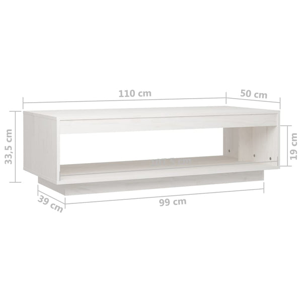 Weißer Couchtisch Kiefer Massivholz 110cm