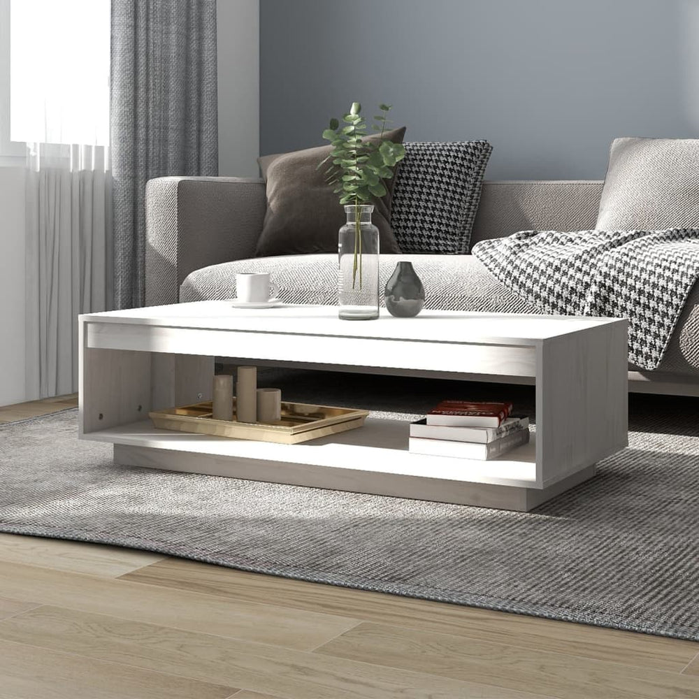 vidaXL Table basse blanc 110x50x33,5 cm pin massif