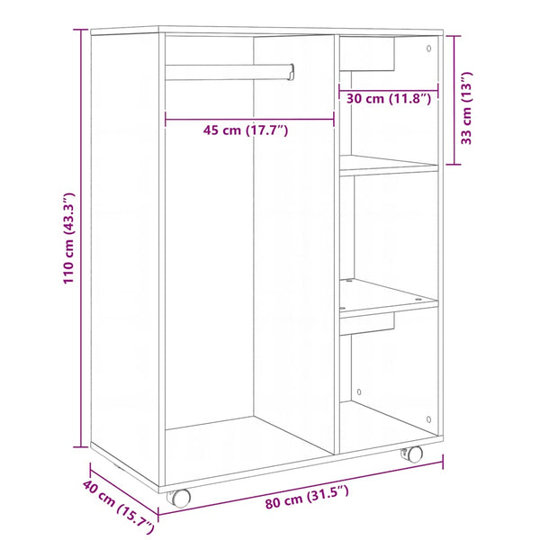 Betongrauer Kleiderschrank 80x40x110 cm