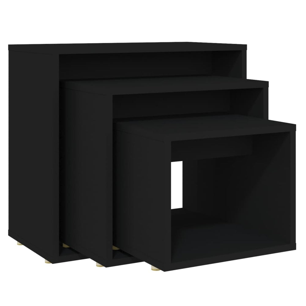 Schwarze Satztische, 3er-Set
