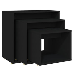 Schwarze Satztische, 3er-Set