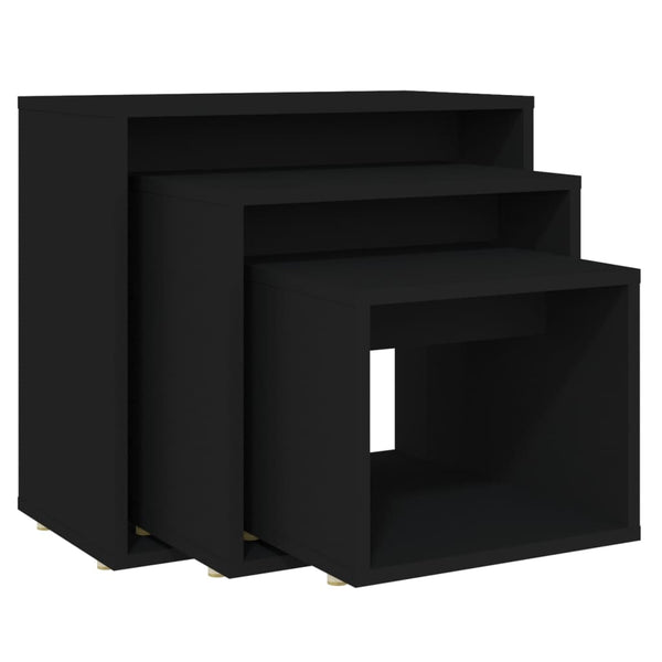 Schwarze Satztische, 3er-Set