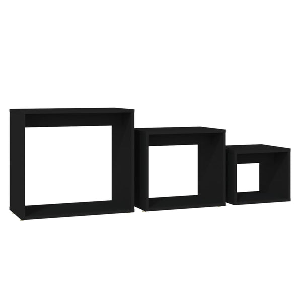 Schwarze Satztische, 3er-Set