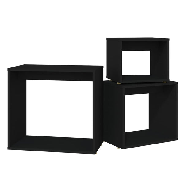 Schwarze Satztische, 3er-Set