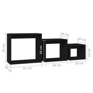 Schwarze Satztische, 3er-Set