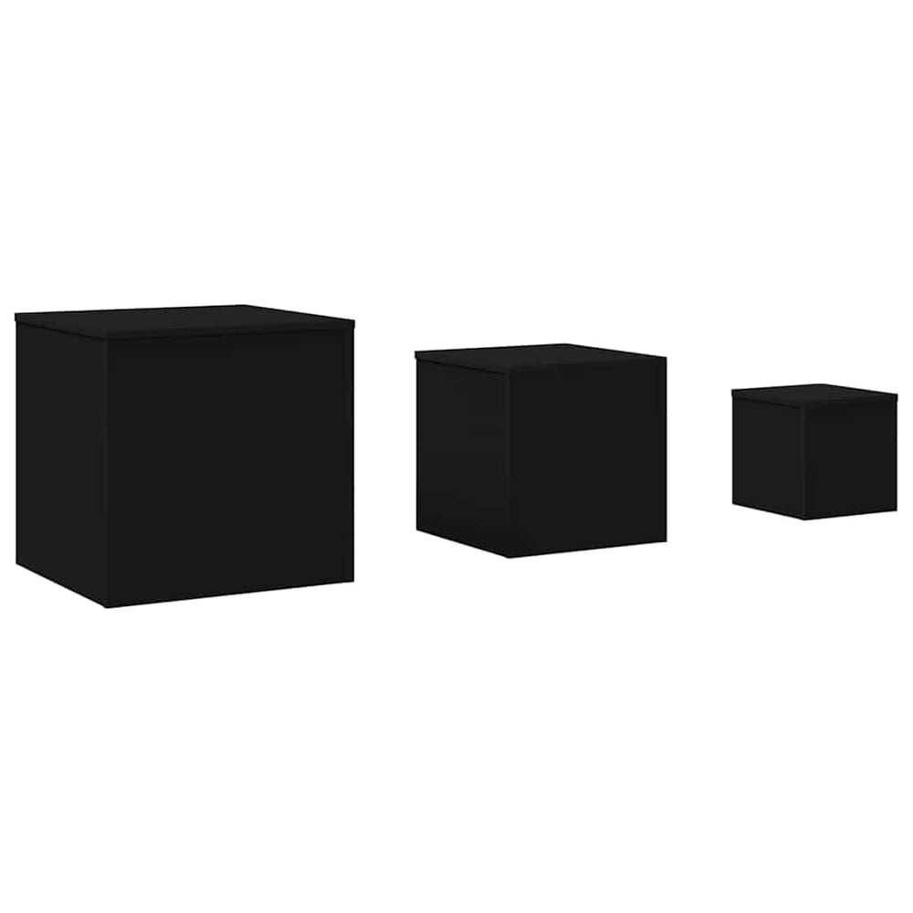 Schwarze Beistelltische, 3er-Set