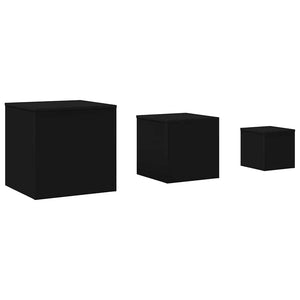 Schwarze Beistelltische, 3er-Set
