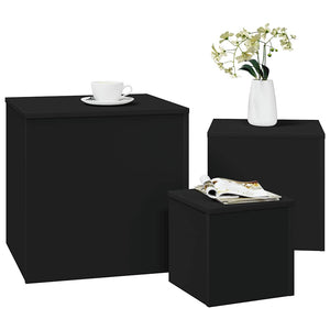 Schwarze Beistelltische, 3er-Set