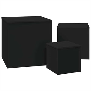 Schwarze Beistelltische, 3er-Set