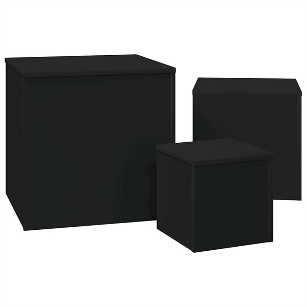 Schwarze Beistelltische, 3er-Set