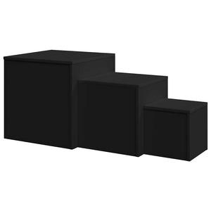 Schwarze Beistelltische, 3er-Set