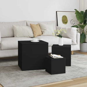 Schwarze Beistelltische, 3er-Set