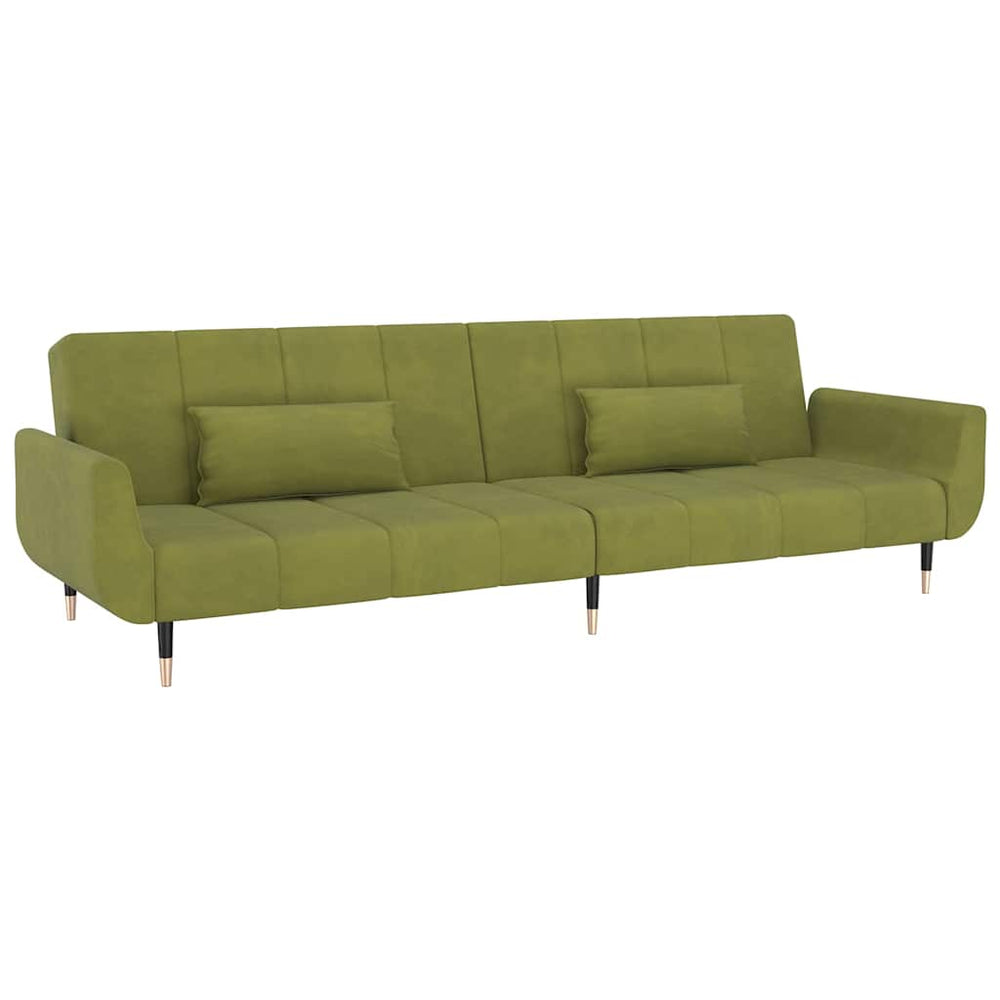 vidaXL Canapé-lit 2 places avec 2 oreillers Velours vert clair