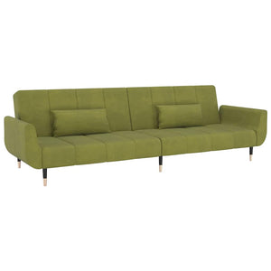 Hellgrünes Samt Schlafsofa mit Kissen