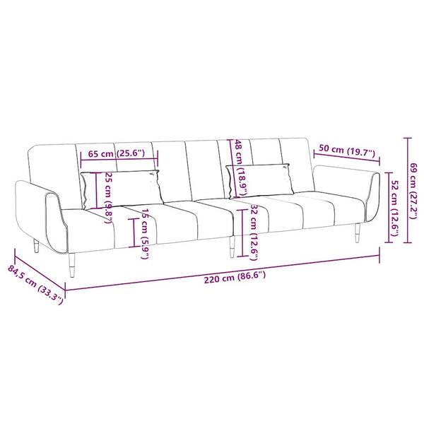 Hellgrünes Samt Schlafsofa mit Kissen