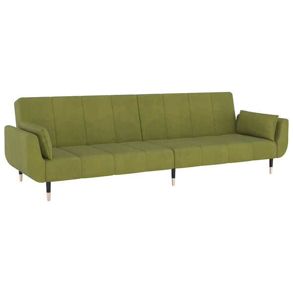 Hellgrünes Samt Schlafsofa mit Kissen