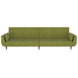 Hellgrünes Samt Schlafsofa mit Kissen