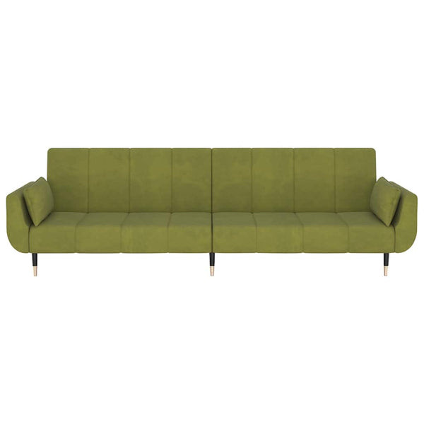 Hellgrünes Samt Schlafsofa mit Kissen