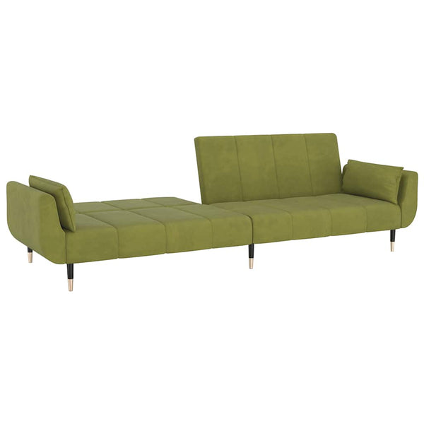 Hellgrünes Samt Schlafsofa mit Kissen