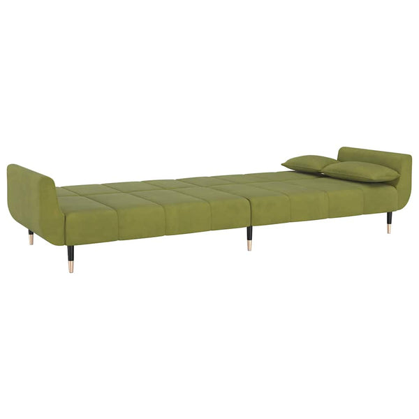 Hellgrünes Samt Schlafsofa mit Kissen
