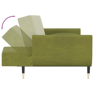 Hellgrünes Samt Schlafsofa mit Kissen
