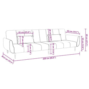 Braun Samt Schlafsofa 2-Sitzer mit Kissen