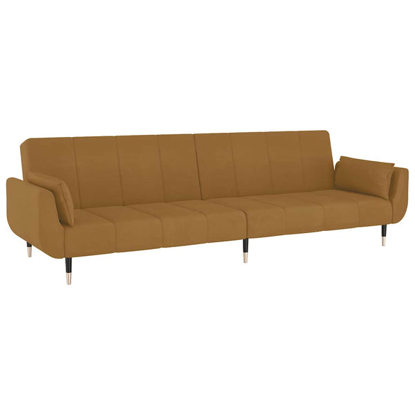 Braun Samt Schlafsofa 2-Sitzer mit Kissen