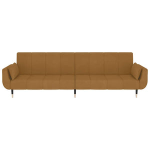 Braun Samt Schlafsofa 2-Sitzer mit Kissen