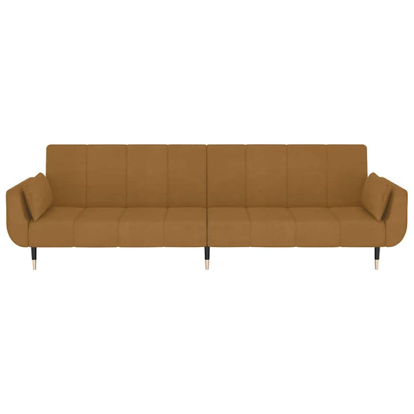 Braun Samt Schlafsofa 2-Sitzer mit Kissen
