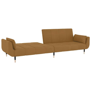 Braun Samt Schlafsofa 2-Sitzer mit Kissen