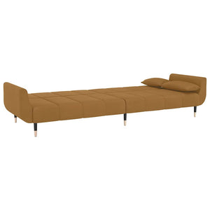 Braun Samt Schlafsofa 2-Sitzer mit Kissen