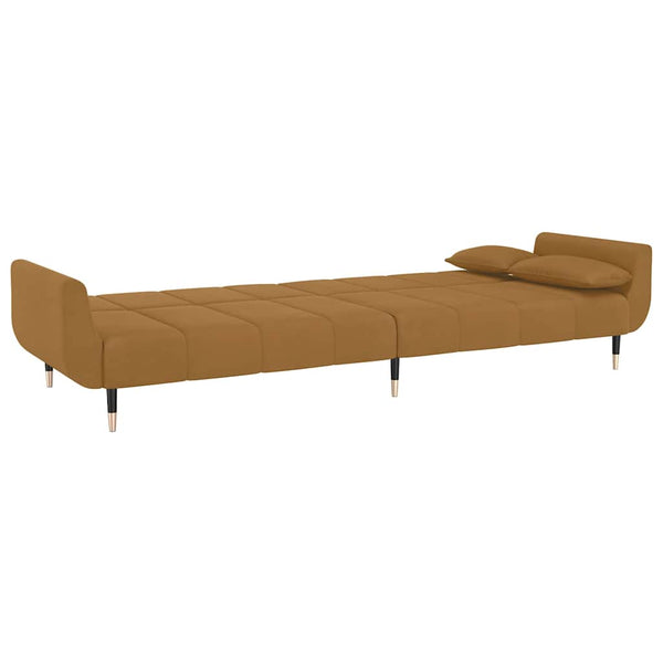 Braun Samt Schlafsofa 2-Sitzer mit Kissen