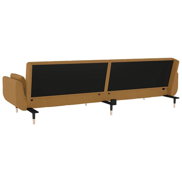 Braun Samt Schlafsofa 2-Sitzer mit Kissen