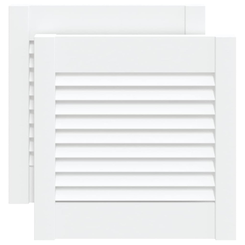 Schranktüren Lamellen-Design 2 Stk Weiß 39,5x39,4 cm Massivholz
