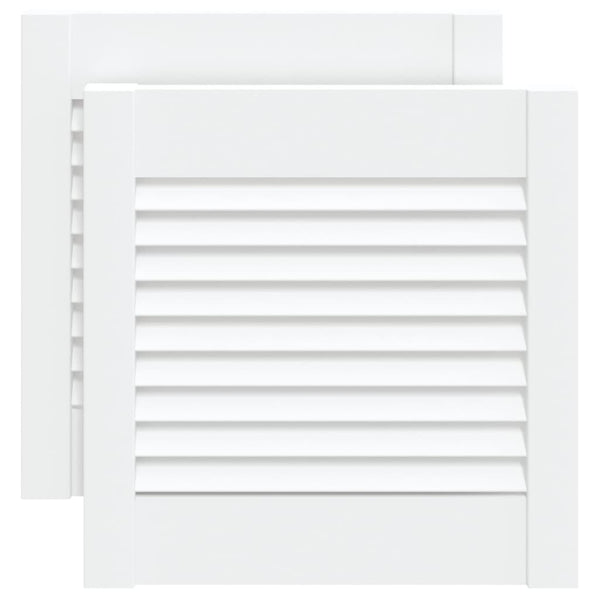 Schranktüren Lamellen-Design 2 Stk Weiß 39,5x39,4 cm Massivholz