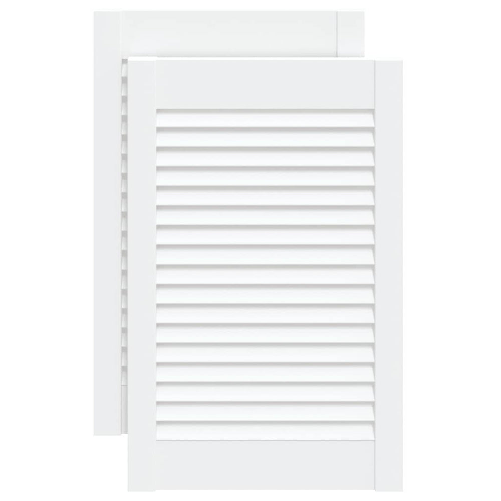 Schranktüren Lamellen-Design 2 Stk Weiß 61,5x39,4 cm Massivholz
