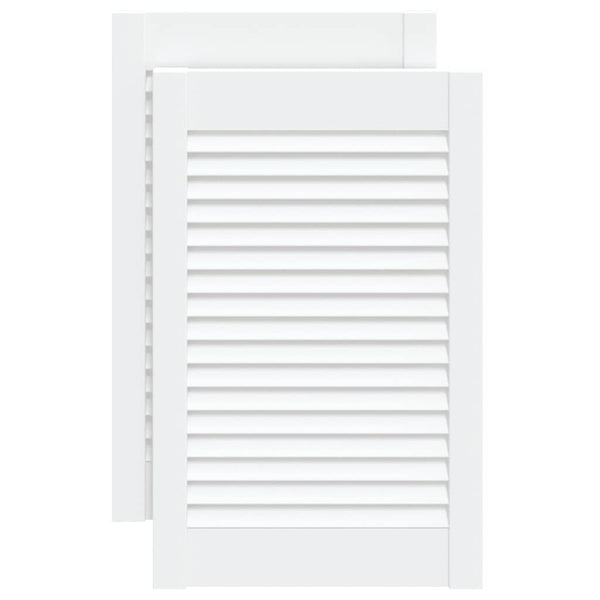 Schranktüren Lamellen-Design 2 Stk Weiß 61,5x39,4 cm Massivholz
