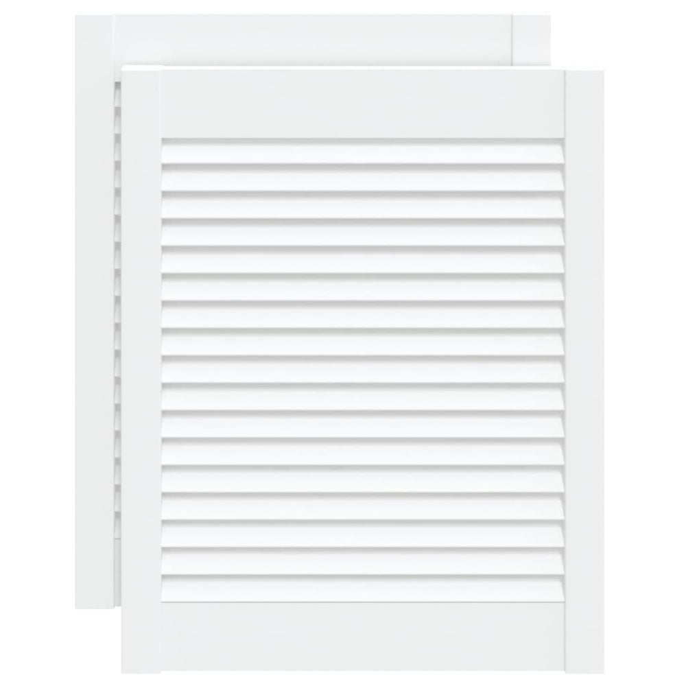 Schranktüren Lamellen-Design 2 Stk Weiß 61,5x49,4 cm Massivholz