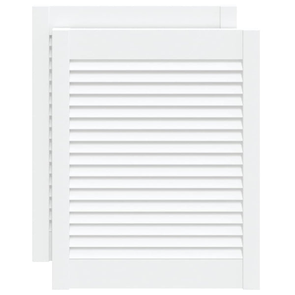 Schranktüren Lamellen-Design 2 Stk Weiß 61,5x49,4 cm Massivholz