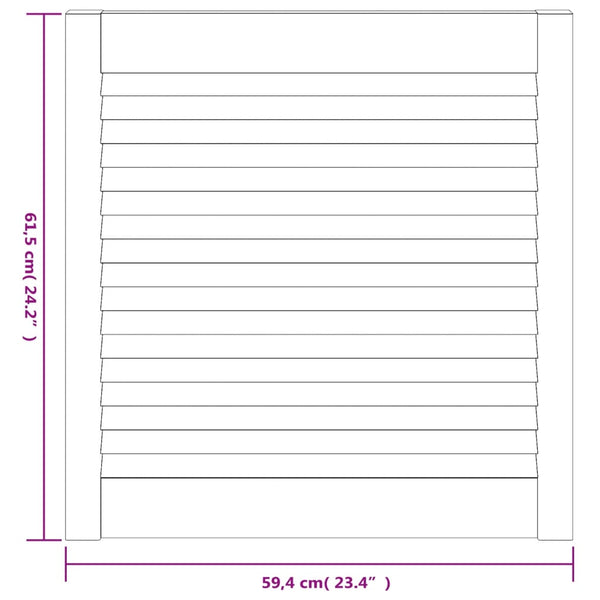 Schranktüren Lamellen-Design 2 Stk Weiß 61,5x59,4 cm Massivholz