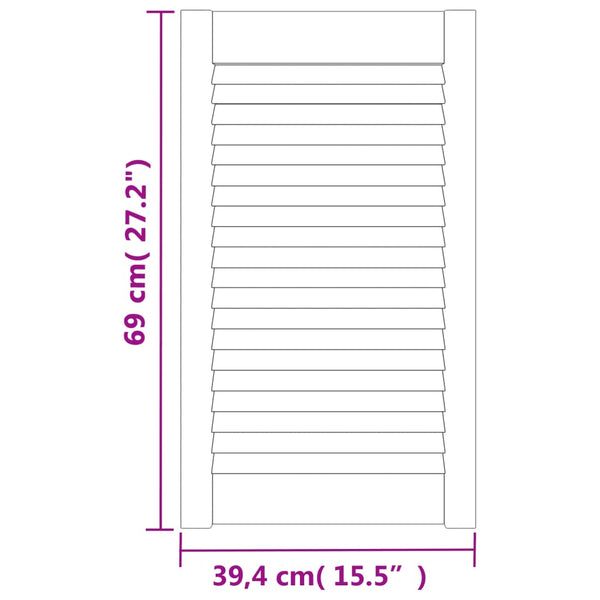 Schranktüren Lamellen-Design 2 Stk. Weiß 69x39,4 cm Massivholz