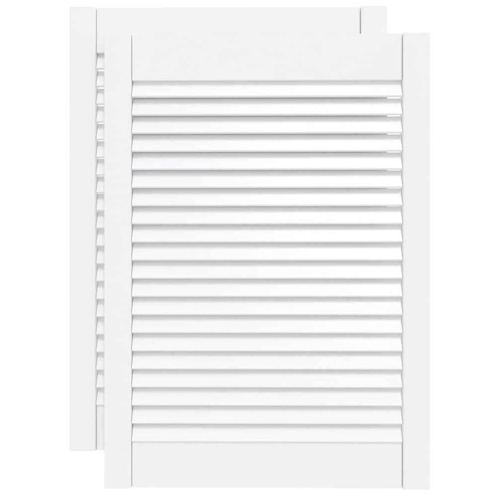 Schranktüren Lamellen-Design 2 Stk. Weiß 69x49,4 cm Massivholz