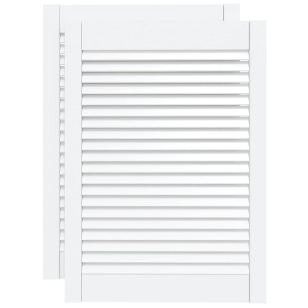 Schranktüren Lamellen-Design 2 Stk. Weiß 69x49,4 cm Massivholz